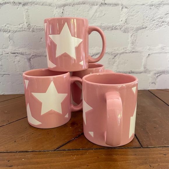 Vintage Waechtersbach W. Germany Pink Star Mugs Set of 4 - Picture 5 of 8